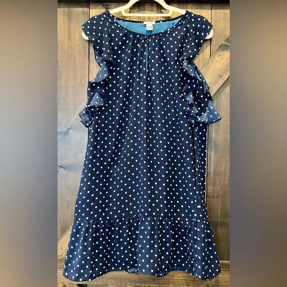 j crew blue polka dot dress J Crew sleeveless polka dot dress size small